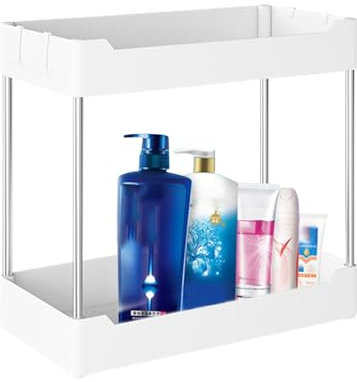 Organizer sotto il lavabo da bagno – scaffale stretto a 2 livelli, sotto gli organizzatori del | Supporto multiuso per vanità, sottogruppo, mobili da cucina, dispensa, ad esempio