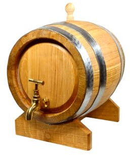 Eichenholzfass 5L mit Metallhahn – Whiskyfass Weinfass Schnapsfass – Holzfass mit Edelstahlreifen & Bock – Geschenkidee & Deko klein Eiche