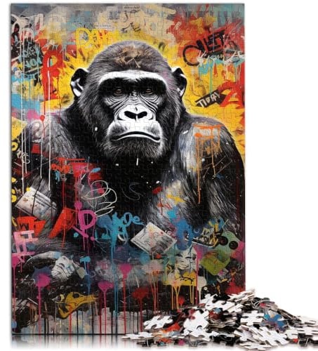 Puzzle für Erwachsene 1000 Teile Banksy-Stil Gorilla-Kunst Familienunterhaltungsspielzeug 26 x 38 cm Lernspiel für Geburtstag Weihnachten