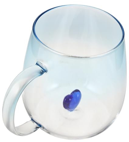 HEALLILY Tazza di vetro creativa sfumata design romantico cuore per tè caffè leggero facile da pulire San Valentino per coppie tazza estetica decorativa