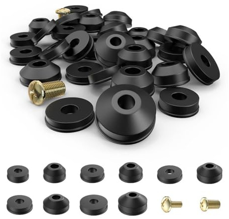 1 Set Rondelle Gomma Kit Rondelle per Rubinetti per Rubinetto Riparazione Bagno Cucina, 28 Rondelle in Gomma Piatte per Rubinetti 24 Rondelle Coniche con 6 Viti in Ottone Guarnizioni Idrauliche
