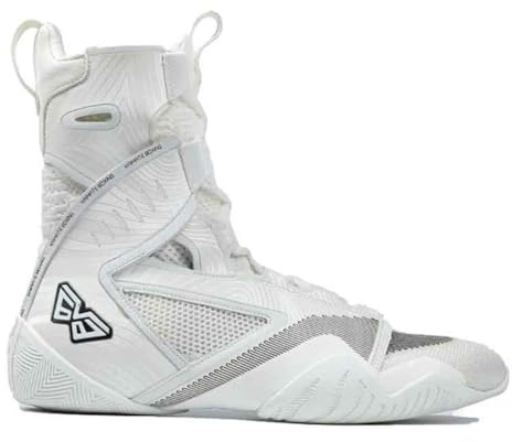 FJJLOVE Chaussures De Boxe pour Hommes Légères, Respirantes, À Tige Haute, Chaussures De Sport De Combat, Confortables pour L'entraînement De Kickboxing.,Blanc,43 EU