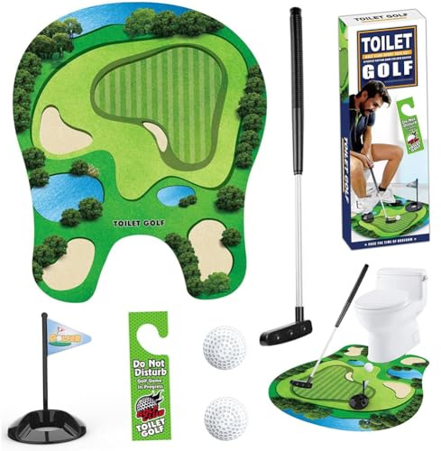 Toilet Golf Game,Toilet Time Potty Putter Set for Men,Golf Games for Restroom/Bathroom Golfs Accessories Novelty Prank Joke Gag Presents for Dad Husband Boyfriend Party Games