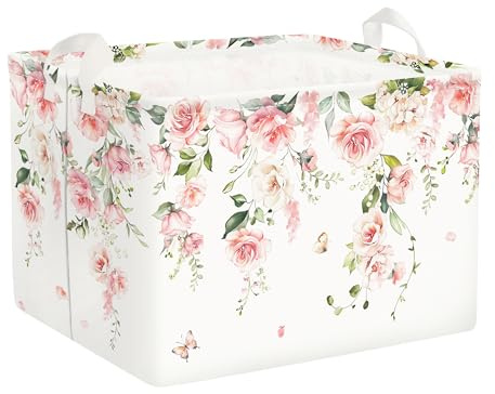 Clastyle Blume Aufbewahrungskorb Blatt Kleidung Wäschekorb Bad Aufbewahrungsbox für Eltern Organize Spielzeug Buch, Rosa Rose, 40x30x30 cm