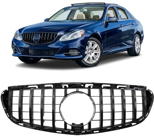 HERSTMOTO Kühlergrill GT PANAMERICANA SCHWARZ, passend für MERCEDES E-KLASSE W212 2013–2016, Frontgrill, Auto-Frontgrill, Frontstoßstangenhaubengitter, Radiator Grille