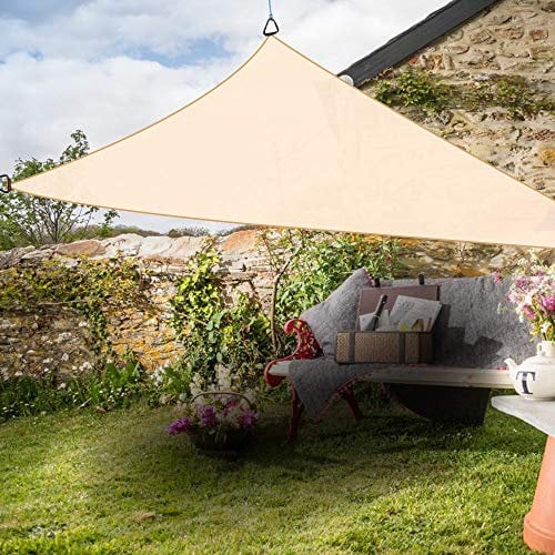 Greenbay Anti-UV Sun Shade Sail Garden Patio Party Sunscreen Canopy 98% UV Block Triangle Cream 3x3x3m