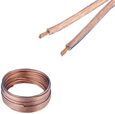 Cables Direct Online Speaker Wire 14 Gauge 14/2 Conductors CCA (Copper Clad Aluminum) Transparent Low Voltage Clear Cable for Home Theater, Car Audio, LED and More – 50ft