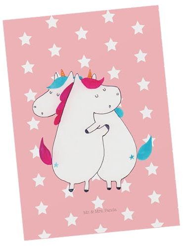 Mr. & Mrs. Panda Postkarte Einhörner Umarmen - Geschenk, Grußkarte, Freundin, Liebe, Familie, Einladungskarten Geburtstag, Unicorn, Einhorn,