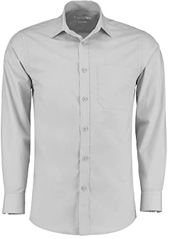 Kustom Kit Men's Men's Poplin Shirt (Long Sleeve) Business Shirt, Grey (Light Grey Kk-LTG-H), 42 (Manufacturer Size: 16.5)