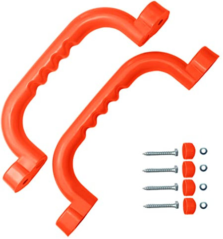 OTITU Haltegriffe Für Spielanlagen Griffe Set 2 Stück - Klettergerüste Griffe Kinderspielplatz rutschfeste Spielhäuser Stelzenhäuser - Griffgarnitur 240x75 mm Handgriff Spielanlagen Orange