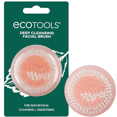 EcoTools Deep Cleansing Facial Brush, Manual Facial Cleansing Brush Exfoliates & Deeply Cleanses, Remove Makeup & Dry Skin, Eco-Friendly Face Brush for Cleansing, Color May Vary, 1 Count