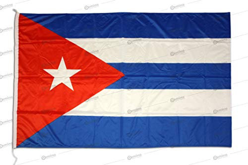 Bandera Cuba 150x100cm en tela náutico resistente al viento 115g/m², bandera de Cuba 150x100cm, bandera cubana 150x100cm con cordón o mosquetones, doble costura perimetral y cinta de refuerzo