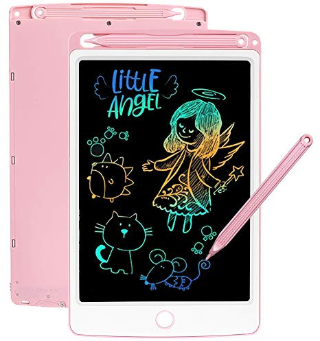 SCRIMEMO LCD Tablette D'écriture 8.5 Pouces Coloré, Ardoise Magique, Jouets pour Enfants, Jouet Filles 3-10 Ans, l'écriture et Le Dessin sans Papier Adultes électronique Memo Board (Rose)
