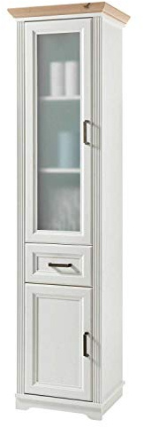 Hochschrank Badezimmerschrank Badregal Badmöbel | Dekor | Artisan Eiche | Pinie | 1 Schublade | 2 Türen | BxHxT 48x190x43 cm
