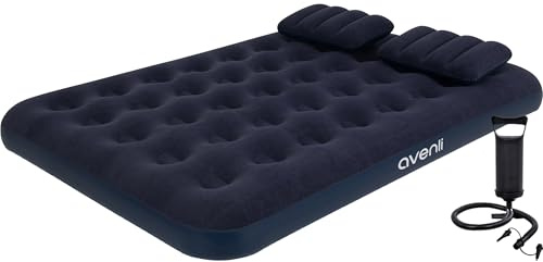 AVENLI Camping Luftmatratze für 2 Personen 191x137x22 cm aufblasbare Matratze Luftbett blau inklusive Handluftpumpe und 2 Kissen