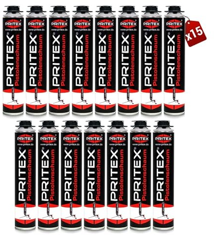 PRITEX Pistolenschaum 15x 750ml, Montageschaum für Montagepistole