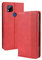 PEIYE Coque Cuir Étui pour Xiaomi Redmi 9C NFC/Redmi 9C Housse, Etui Portefeuille Case Cover, Fermeture Magnétique, Flip Béquille et Emplacements pour Cartes -Rouge