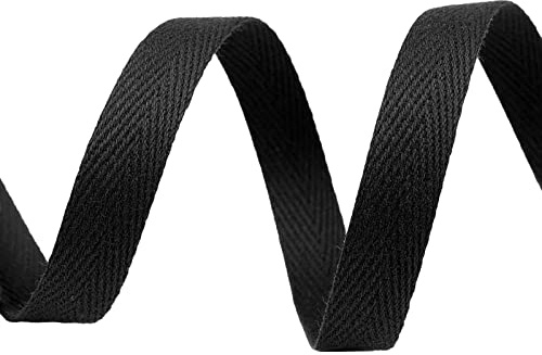 Köperband 1m x 10mm breit große Farbwahl Einfass- Nahtband Gurtband Baumwollband, Größe:10mm, Farbe:schwarz