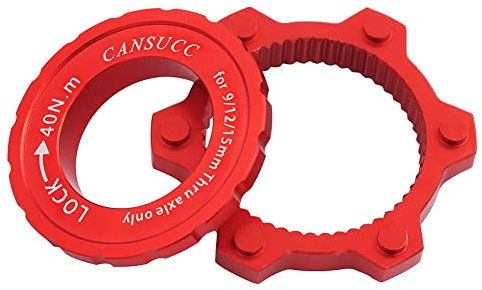 Saipor Fahrrad Centerlock Aluminiumlegierung 6 Bolt Bremsscheibe Center Lock Adapter mit Center-Lock-Ring 6-Loch MTB Fahrradzubehör (Rot)