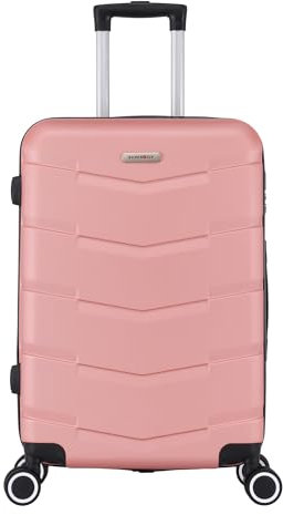 TROLLEY ADC - Valise Moyenne Soute 65x41x26 cm - Rigide, Légère 3 Kg - 65 litres - 4 Doubles Roues Silencieuses - Maniable, Pratique et Étanche - Collection Wall - Rose Gold