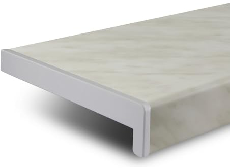 TJ Fensterbank Innen Kunststoff Marmoroptik / 35 x 140 cm Fensterbank inkl. Seitenabschluss/PVC Fensterbank nach Maß/Fensterbank Innen kratzfest und feuchtigkeitsundurchlässig