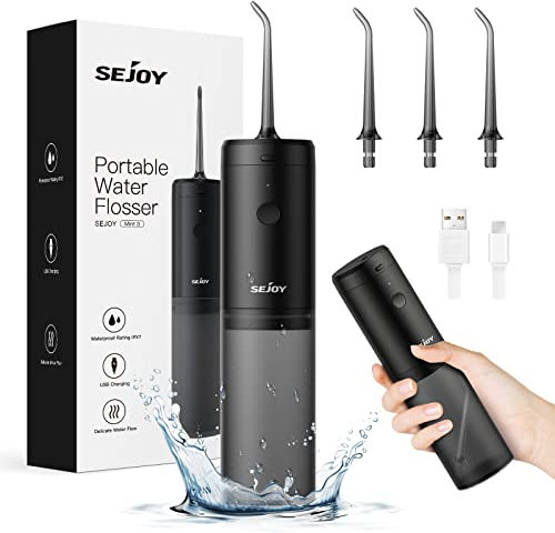 Oral Irrigator Dental Munddusche Kabellos Elektrisch Zahnreinigung für Dental Clean für Reise type-c USB Wiederaufladbarer Water Flosser,3 Ersatzdüsen 3 Modi IPX7,Wasserdicht 140ml
