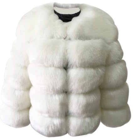 ZhuiKun Women's Faux Fur Coat Short Artificial Fur Overcoat Solid Thick Outerwear Shaggy Parka Cardigan Jacket - Style 1, XXL