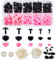 SUPERFINDINGS 130 Stück 5 Größen Kunststoff Sicherheitsnasen Mit Unterlegscheibe Dreieck Tierpuppennase Schwarz Und Rosa Bastel Amigurumi Nasen Sets Für Bären Plüsch Häkelprojekte DIY Tierherstellung