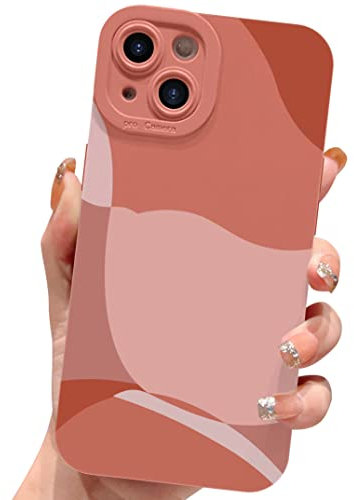 ECZOIL Compatible with iPhone 14 Case 6.1 Inch,cute painted art lens protective slim soft phone case for iPhone 14 for women girl-Brown