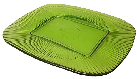 WH WORKING HOUSE Bandeja Plato PRESENTACION Cristal Rayas Verde Grande