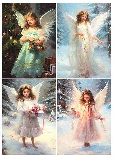 Josys Bastelmärchen Reispapier A4 Strohseide Decoupage Serviertentechnik Weihnachten Engel RE3896