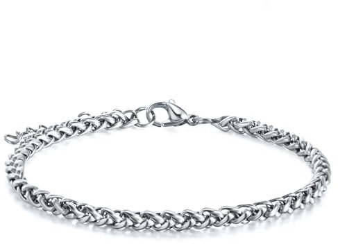 CyxenNova Armband Herren Armbänder Für Herren Edelstahl Königskette Silber Herren Schmuck Geschenke Für Männer, Dad, Freund, Ehemann, Bruder(3mm, Silber-Stil-1)