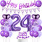 Palloncini compleanno 24 Anni Donna viola, decorazione 24 Anni compleanno Donna, palloncini 24 Anni compleanno viola, decorazione compleanno 24 Anni viola, palloncini 24 anni viola Donna