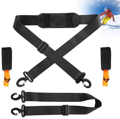 xiaowanwan Ski Schultergurte mit Skischuh Tragegurt,Verstellbar Ski Tragegurt für den Einfachen Transport von Skiern und Stöcken