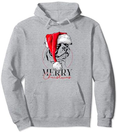 Santa American Bulldog Merry Christmas Weihnachten Hunde Pullover Hoodie