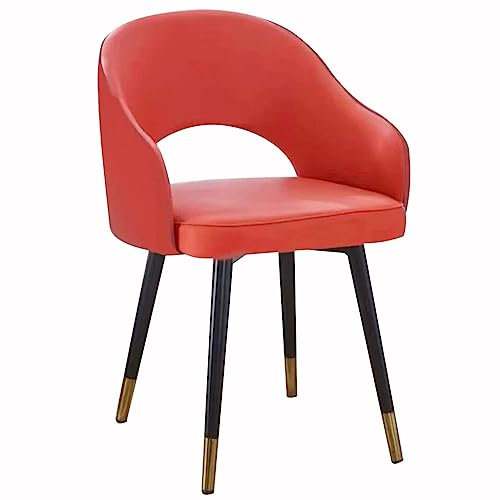 BAKULI Küche Esszimmerstühle Verschleißfestes Leder Modernes Wohnzimmer Esszimmerakzent Armstühle Kohlenstoffstahl Beine Büro Lounge Stuhl(Orange red)