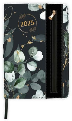 Trötsch Wochenplaner A5 mit Tasche Flowers black 2025: Wochenterminer