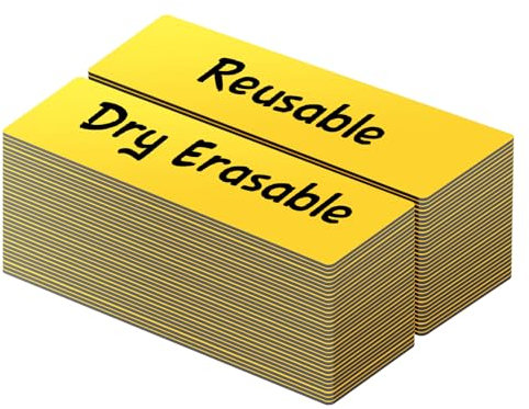 LLPT Dry Erase Magnetic Labels | 50PCS | Blank Writable Magnet Stickers Reusable for Refrigerator Desktop Shelf DIY Whiteboard (DML0520YW) | Color Yellow | 1.3CM x 5CM