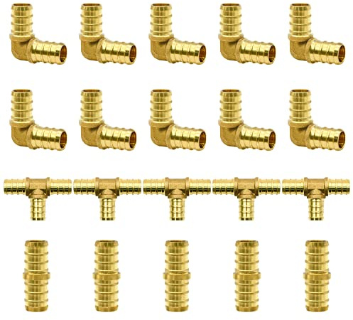 20pcs 1/2 Brass PEX Fitting Combo with TeesT, Elbows, Couplings