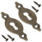 AERZETIX - C73730 - Paire de 2 rosettes plaques 67x27x1.5 mm pour serrure de porte à clé ordinaire - montage vérticale - cache trou de clé - en métal - couleur laiton vieilli - rosace ferrure cylindre