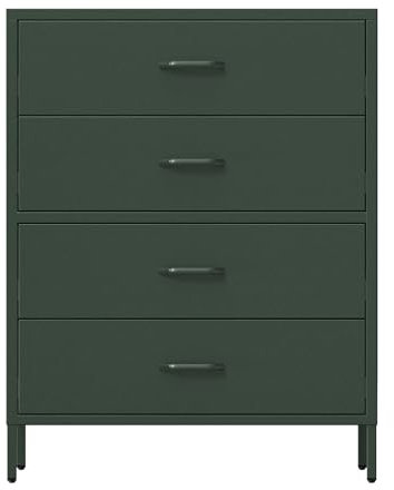 Jan Nowak Metall Kommode mit Schubladen - Carla | Komodenschrank für Schlafzimmer, Wohnzimmer, Kinderzimmer | Industrial Loft Style | Schubladenkommode Glitzernd | 80 x 101,5 x 40 cm | Flaschengrün