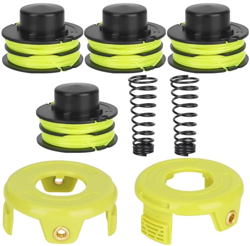 Eyoloty Fadenspule RAC118 RAC119 passend für Ryobi RLT3025F, RLT3025S, RLT3525S, RLT2523, RLT3525, RLT3123 Elektro-Rasentrimmer, 8,4 M Länge Ø 1,2 mm mit Spulenabdeckung(4 Spulen+2 Kappe+2 Frühling)