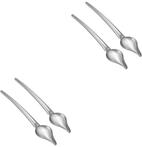 TOPBATHY 4 Pcs Drawing Spoons Saucier Spoon Stainless Steel Spoon Precision Drawing Spoon Drawing Culinary Spoon Coffee Art Draw Tool Pastry Tools Cake Decor Pencil Spoons Suite Chocolate