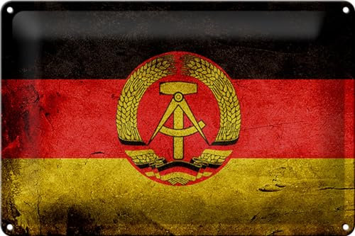 Schild Blech 30x20cm - Made in Germany - Flagge DDR Fahne Metall Deko Blechschild