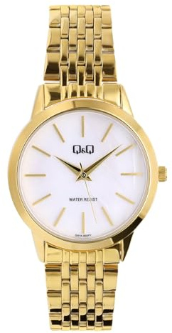 QQ Q & Q - Damen Goldfarbene Damenuhr mit Perlmutt - Uhr - Stahl - Gelbgold legiert - 31.80 mm