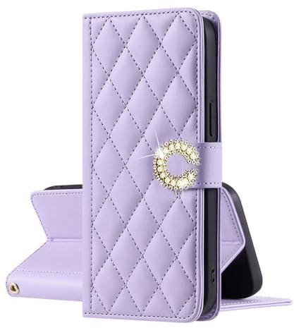 EuoDuo Custodia Libro per Huawei P20 Lite Cover Portafoglio Brillantini Fiore Chiusura Magnetica Antiurto Flip Caso Donna Ragazza Accessori di Cellulari - Viola