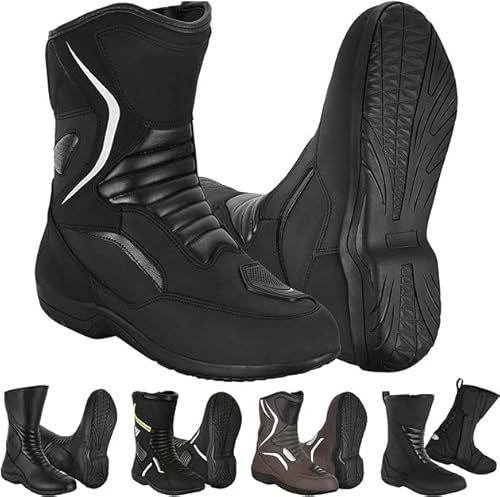 Vaster Moto Scarpe da moto da uomo Scarpe da strada rinforzate Protezione antiurto da moto suola antiscivolo stivali sportivi comodi per corsa e turismo, Nero , 45 EU