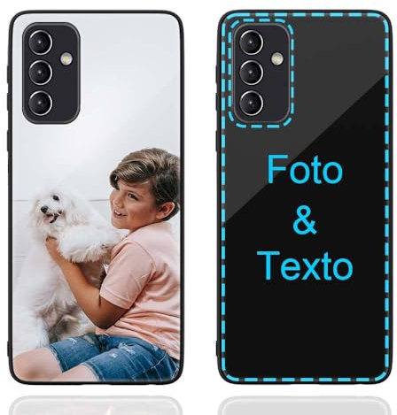 MXCUSTOM Funda Personalizada para Samsung Galaxy A55 5G, Carcasa Personalizado Teléfono móvil Anti-Rasguños Vidrio Templado Parachoques Suave con Foto Imagen Texto Diseña (GHS-BK-P1)