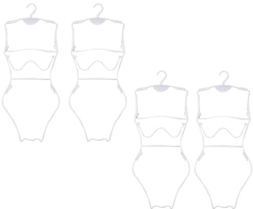 4er Set - Badeanzug Kleiderbügel aus Kunststoff | 73 cm Körperförmiger Bügel in weiß für Dessous, Bikini, Nachthemden | klappbare Büstenform für detaillierte Formgebung und Präsentation Ihrer Bikinis