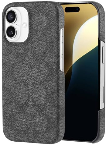 Coach Signature Canvas Slim Wrap Schutzhülle für iPhone 16 – Designer-Handyhülle – Signature Charcoal